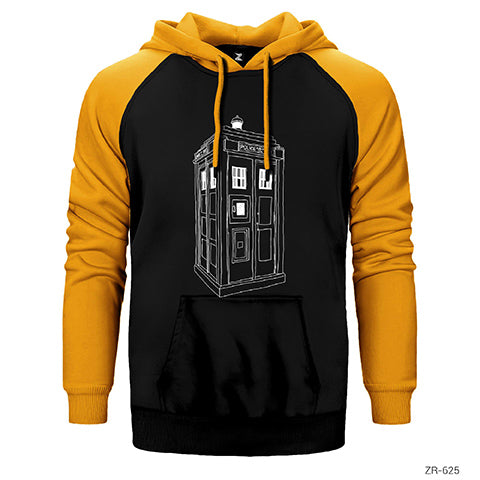Doctor Who Tardis BW Çift Renk Reglan Kol Sweatshirt / Hoodie