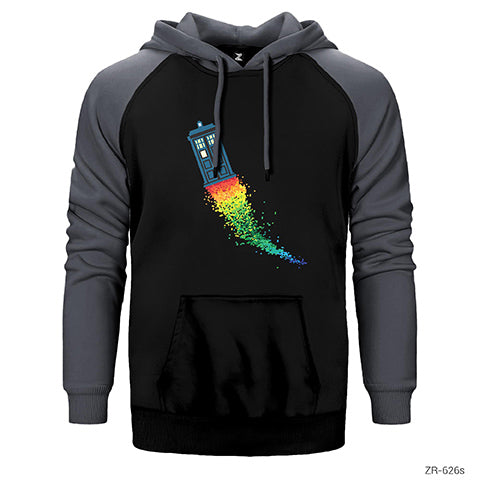 Doctor Who Tardis Rainbow Çift Renk Reglan Kol Sweatshirt / Hoodie