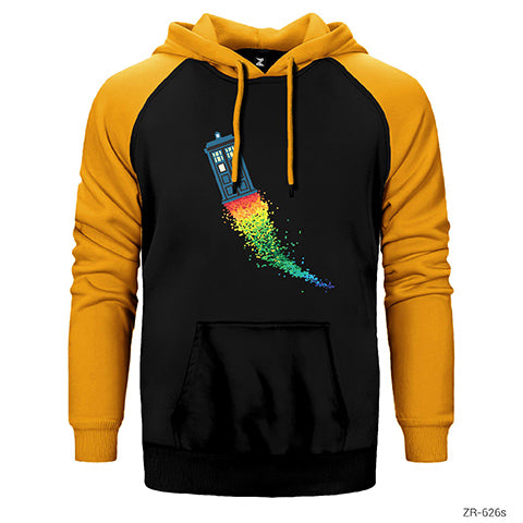 Doctor Who Tardis Rainbow Çift Renk Reglan Kol Sweatshirt / Hoodie