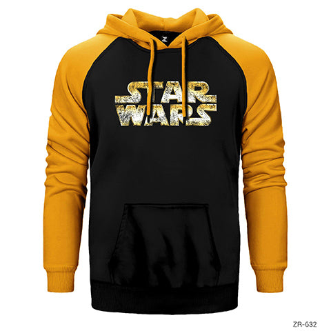 Star Wars Logo Detrited Çift Renk Reglan Kol Sweatshirt / Hoodie