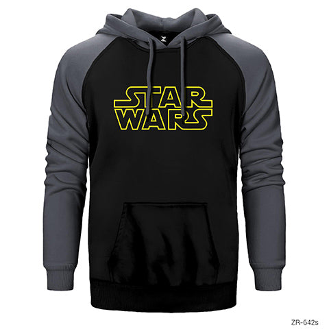 Star Wars Logo Line Çift Renk Reglan Kol Sweatshirt / Hoodie