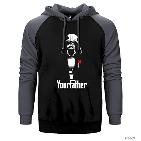 Star Wars Darth Your Father Çift Renk Reglan Kol Sweatshirt / Hoodie