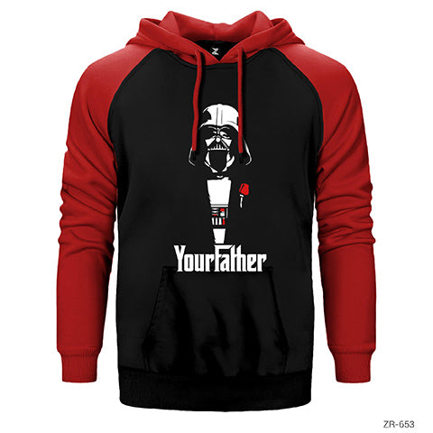 Star Wars Darth Your Father Çift Renk Reglan Kol Sweatshirt / Hoodie