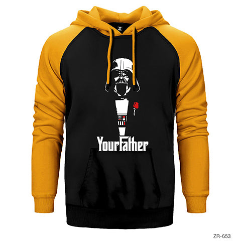 Star Wars Darth Your Father Çift Renk Reglan Kol Sweatshirt / Hoodie
