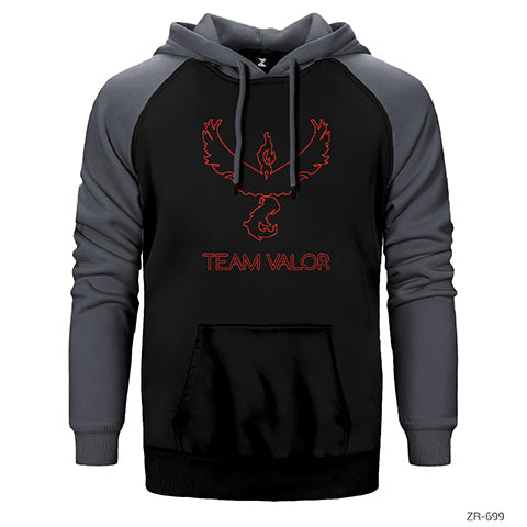 Pokemon Team Valor Outline Çift Renk Reglan Kol Sweatshirt / Hoodie