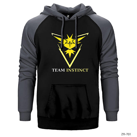 Pokemon Team Instinct Çift Renk Reglan Kol Sweatshirt / Hoodie