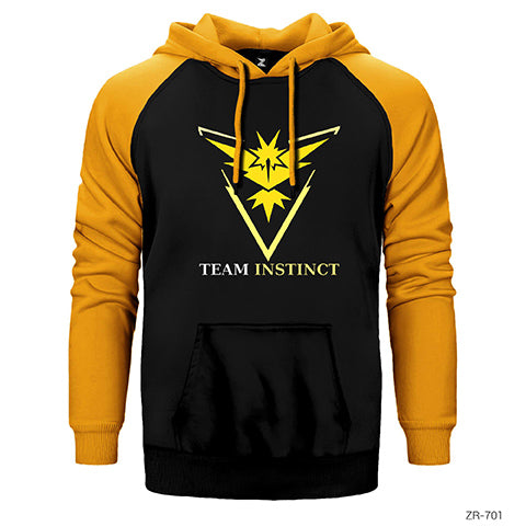 Pokemon Team Instinct Çift Renk Reglan Kol Sweatshirt / Hoodie