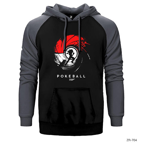 Pokemon Pokeball 007 Çift Renk Reglan Kol Sweatshirt / Hoodie