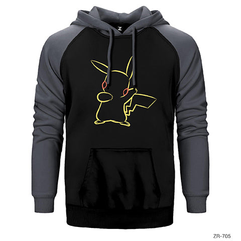 Pokemon Pikachu Line Çift Renk Reglan Kol Sweatshirt / Hoodie