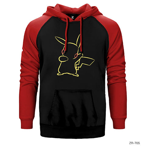 Pokemon Pikachu Line Çift Renk Reglan Kol Sweatshirt / Hoodie