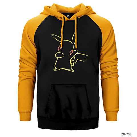 Pokemon Pikachu Line Çift Renk Reglan Kol Sweatshirt / Hoodie