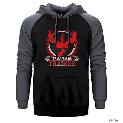 Pokemon Team Valor Trainer Çift Renk Reglan Kol Sweatshirt / Hoodie