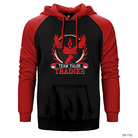 Pokemon Team Valor Trainer Çift Renk Reglan Kol Sweatshirt / Hoodie