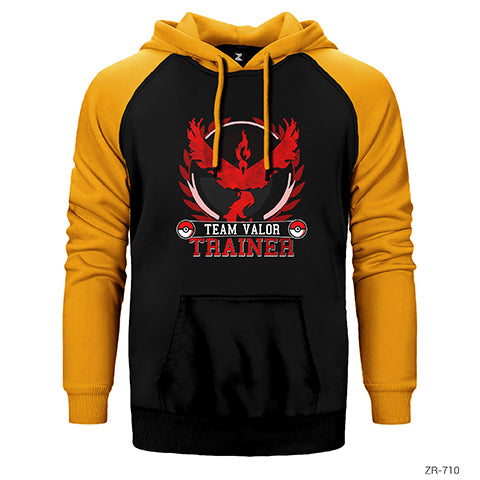 Pokemon Team Valor Trainer Çift Renk Reglan Kol Sweatshirt / Hoodie