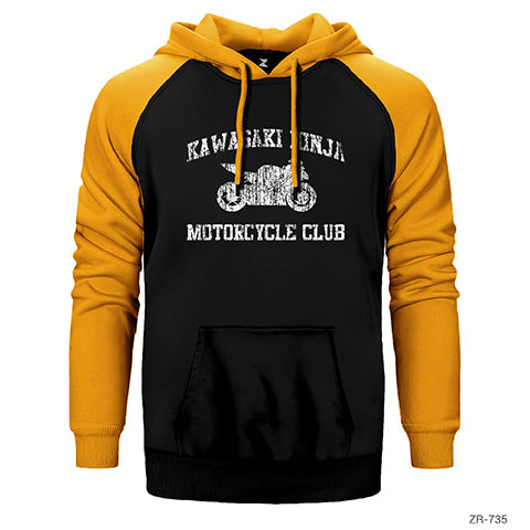 Kawasaki Ninja Club Çift Renk Reglan Kol Sweatshirt / Hoodie