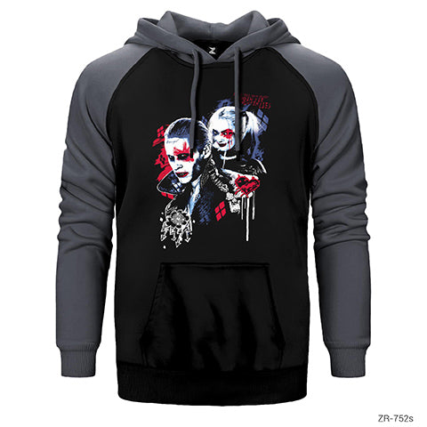 Suicide Joker and Harley Graffiti Çift Renk Reglan Kol Sweatshirt / Hoodie