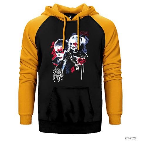 Suicide Joker and Harley Graffiti Çift Renk Reglan Kol Sweatshirt / Hoodie