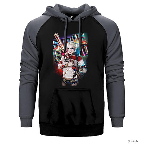 Suicide Squad Harley Quinn Good Night Çift Renk Reglan Kol Sweatshirt / Hoodie