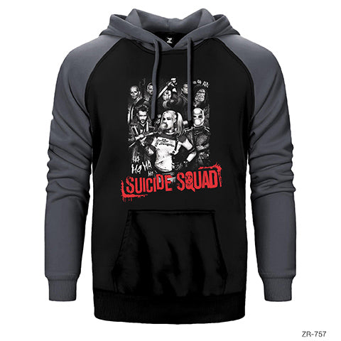 Suicide Squad Grunge Team Çift Renk Reglan Kol Sweatshirt / Hoodie