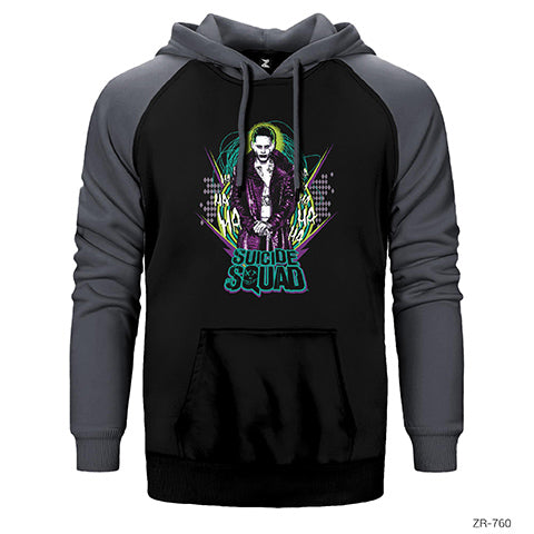 Suicide Squad Joker Retro Çift Renk Reglan Kol Sweatshirt / Hoodie