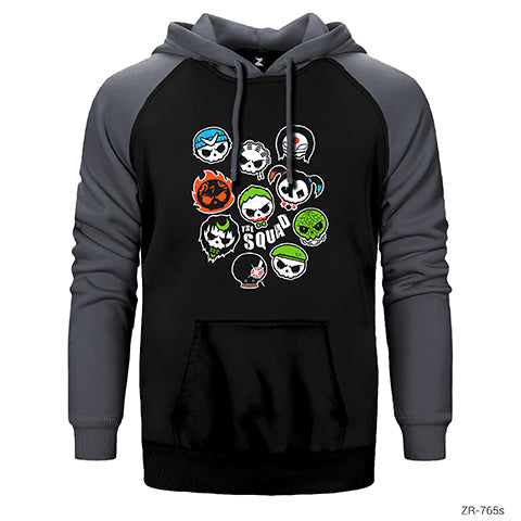 Suicide Squad Skull Faces Çift Renk Reglan Kol Sweatshirt / Hoodie