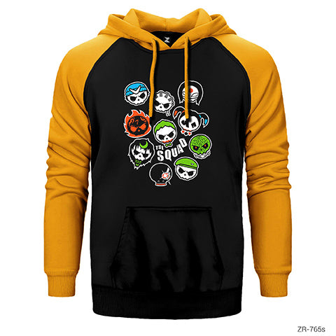 Suicide Squad Skull Faces Çift Renk Reglan Kol Sweatshirt / Hoodie