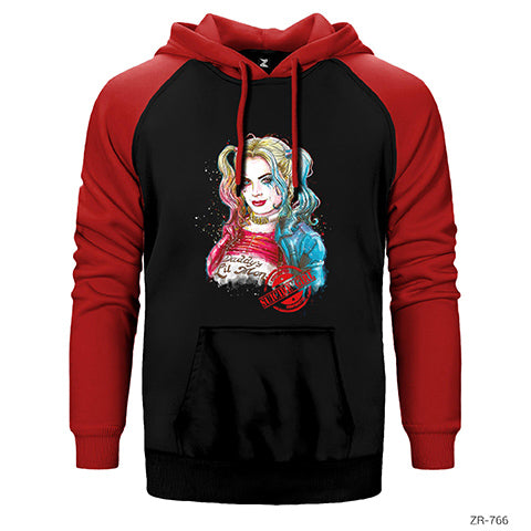 Suicide Squad Harley Quinn Suicide Girl Çift Renk Reglan Kol Sweatshirt / Hoodie