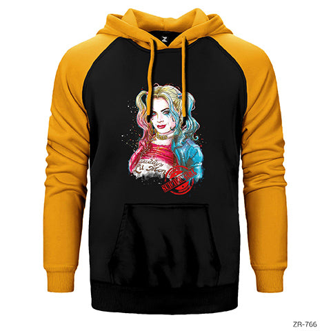 Suicide Squad Harley Quinn Suicide Girl Çift Renk Reglan Kol Sweatshirt / Hoodie