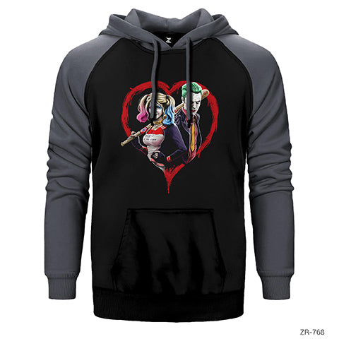 Suicide Squad Harley Quinn Joker Love Çift Renk Reglan Kol Sweatshirt / Hoodie