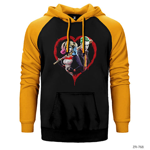Suicide Squad Harley Quinn Joker Love Çift Renk Reglan Kol Sweatshirt / Hoodie