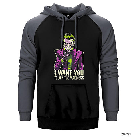 Joker I Want You Çift Renk Reglan Kol Sweatshirt / Hoodie
