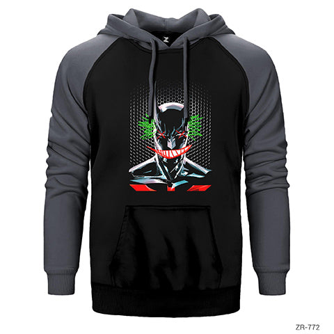 Joker No Batman Çift Renk Reglan Kol Sweatshirt / Hoodie