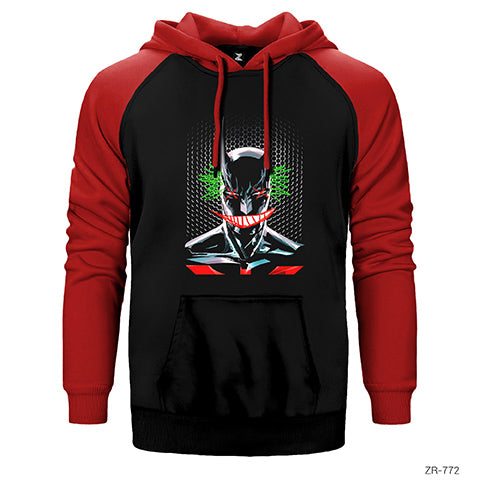 Joker No Batman Çift Renk Reglan Kol Sweatshirt / Hoodie