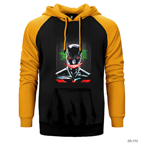 Joker No Batman Çift Renk Reglan Kol Sweatshirt / Hoodie