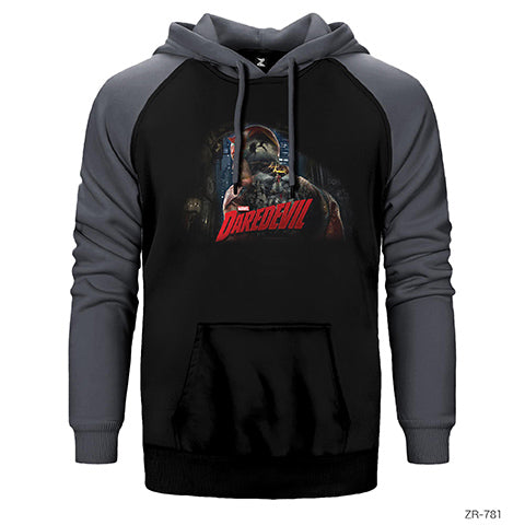 Dare Devil Grunge Çift Renk Reglan Kol Sweatshirt / Hoodie