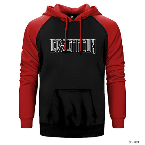 Led Zeppelin Outline Çift Renk Reglan Kol Sweatshirt / Hoodie