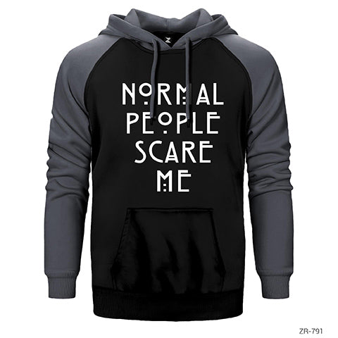 Normal People Scare Me Çift Renk Reglan Kol Sweatshirt / Hoodie