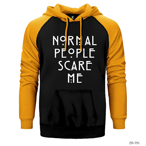 Normal People Scare Me Çift Renk Reglan Kol Sweatshirt / Hoodie