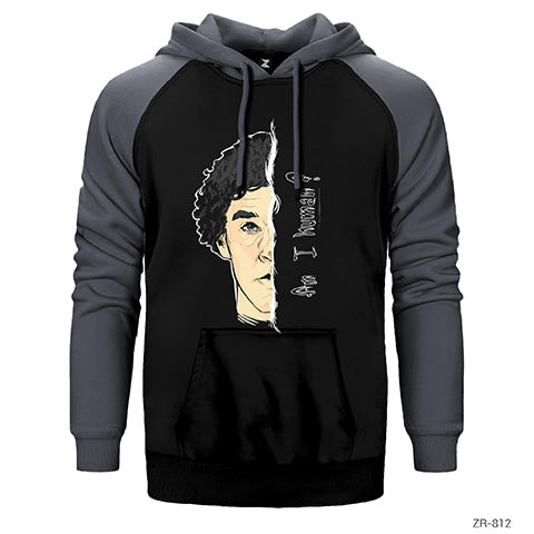Sherlock Homes Am I Human Çift Renk Reglan Kol Sweatshirt / Hoodie