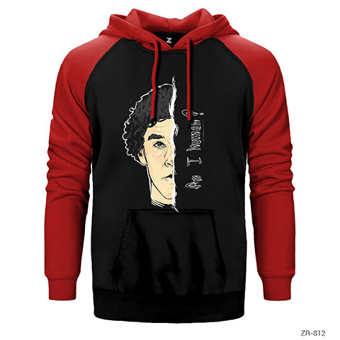 Sherlock Homes Am I Human Çift Renk Reglan Kol Sweatshirt / Hoodie