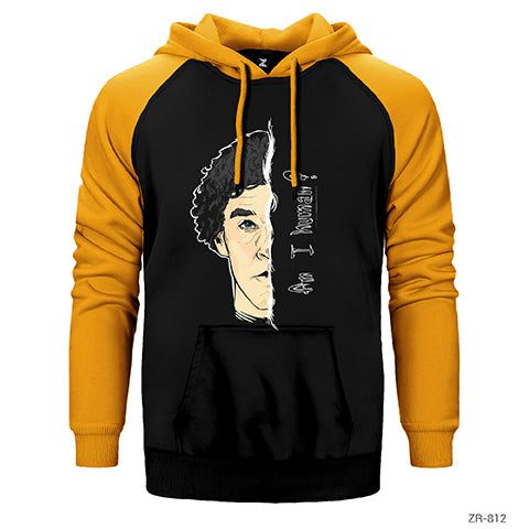 Sherlock Homes Am I Human Çift Renk Reglan Kol Sweatshirt / Hoodie