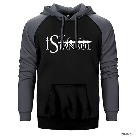 İstanbul Silüet Çift Renk Reglan Kol Sweatshirt / Hoodie