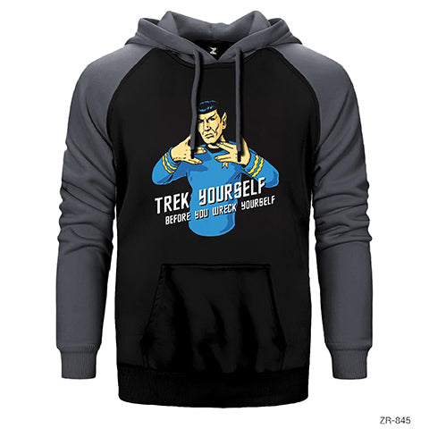 Star Trek Trek Yourself Çift Renk Reglan Kol Sweatshirt / Hoodie