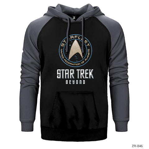 Star Trek Beyond Logo Çift Renk Reglan Kol Sweatshirt / Hoodie