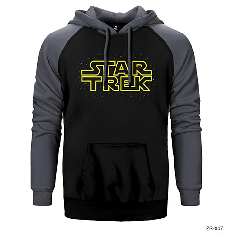 Star Trek Fake Logo Çift Renk Reglan Kol Sweatshirt / Hoodie