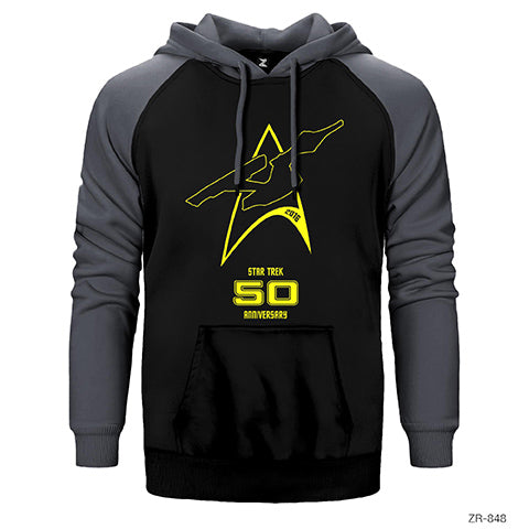 Star Trek 50nci Yıl 1 Çift Renk Reglan Kol Sweatshirt / Hoodie
