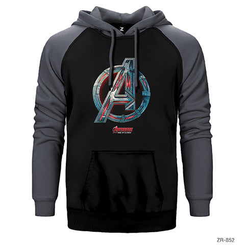 Avengers Red Line Metal Logo Çift Renk Reglan Kol Sweatshirt / Hoodie