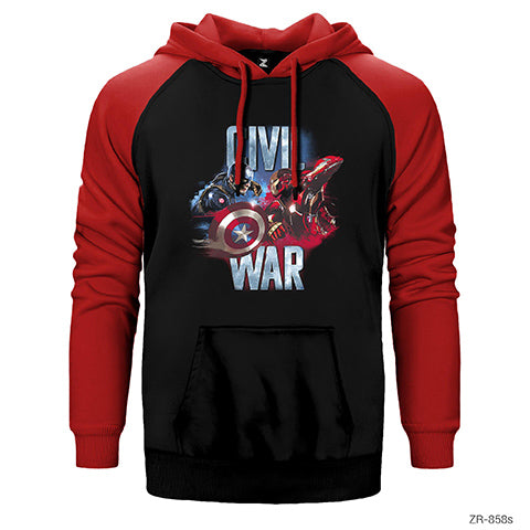 Civil War Captain America Iron Man Çift Renk Reglan Kol Sweatshirt / Hoodie