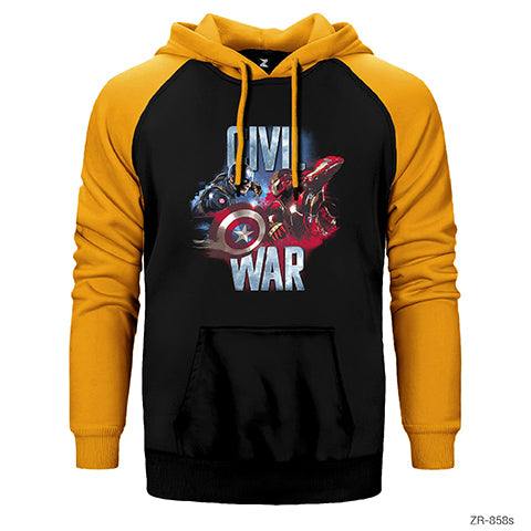 Civil War Captain America Iron Man Çift Renk Reglan Kol Sweatshirt / Hoodie
