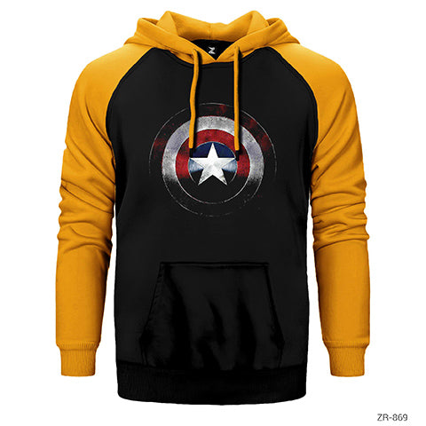 Captain America Shield Çift Renk Reglan Kol Sweatshirt / Hoodie